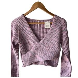 NWT Free People Brooke Wrap Top Lilac Fog Women Size S